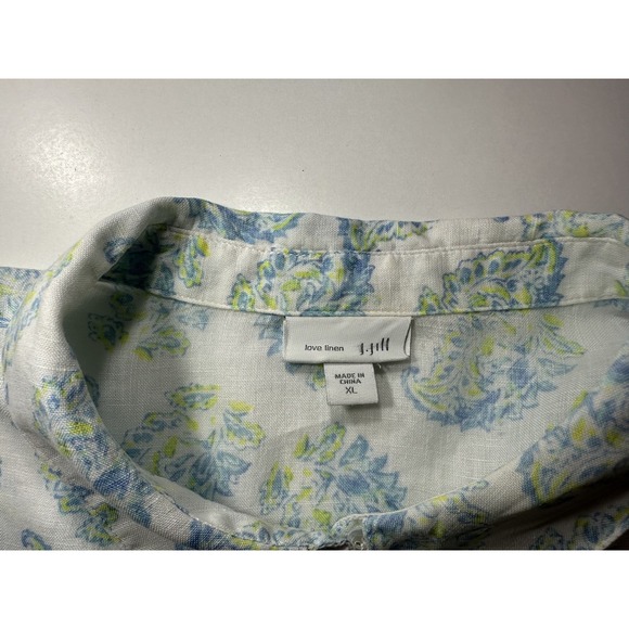 J Jill Love Linen Shirt Womens XL Blue Green Paisley Print Long Sleeve Button Up - Picture 5 of 8